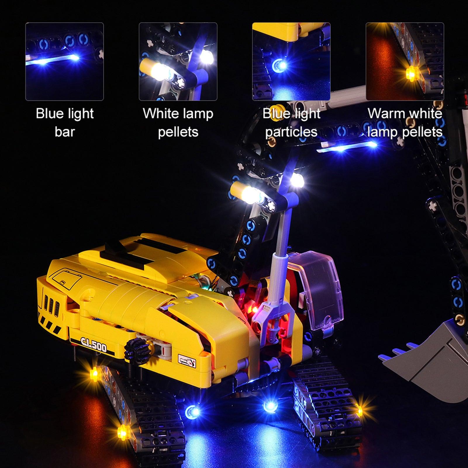 LEGO Technic Heavy Duty Excavator 42121 Light Kit - Compatible with LEGO Sets - Perfect for Nighttime Display & Model Showcase