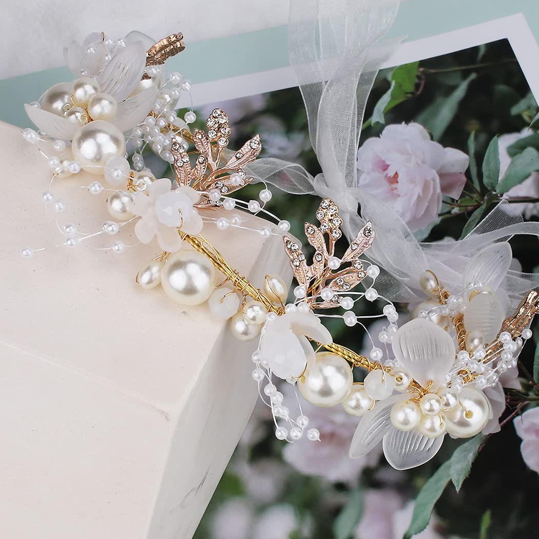 Elegant Flower Tiaras for Girls & Women | Crystal Pearl Flower Crown Headband | Wedding Hair Accessories for Bride, Flower Girls & Bridesmaids | Perfect for Weddings, Prom, Pageants & Special Occasions