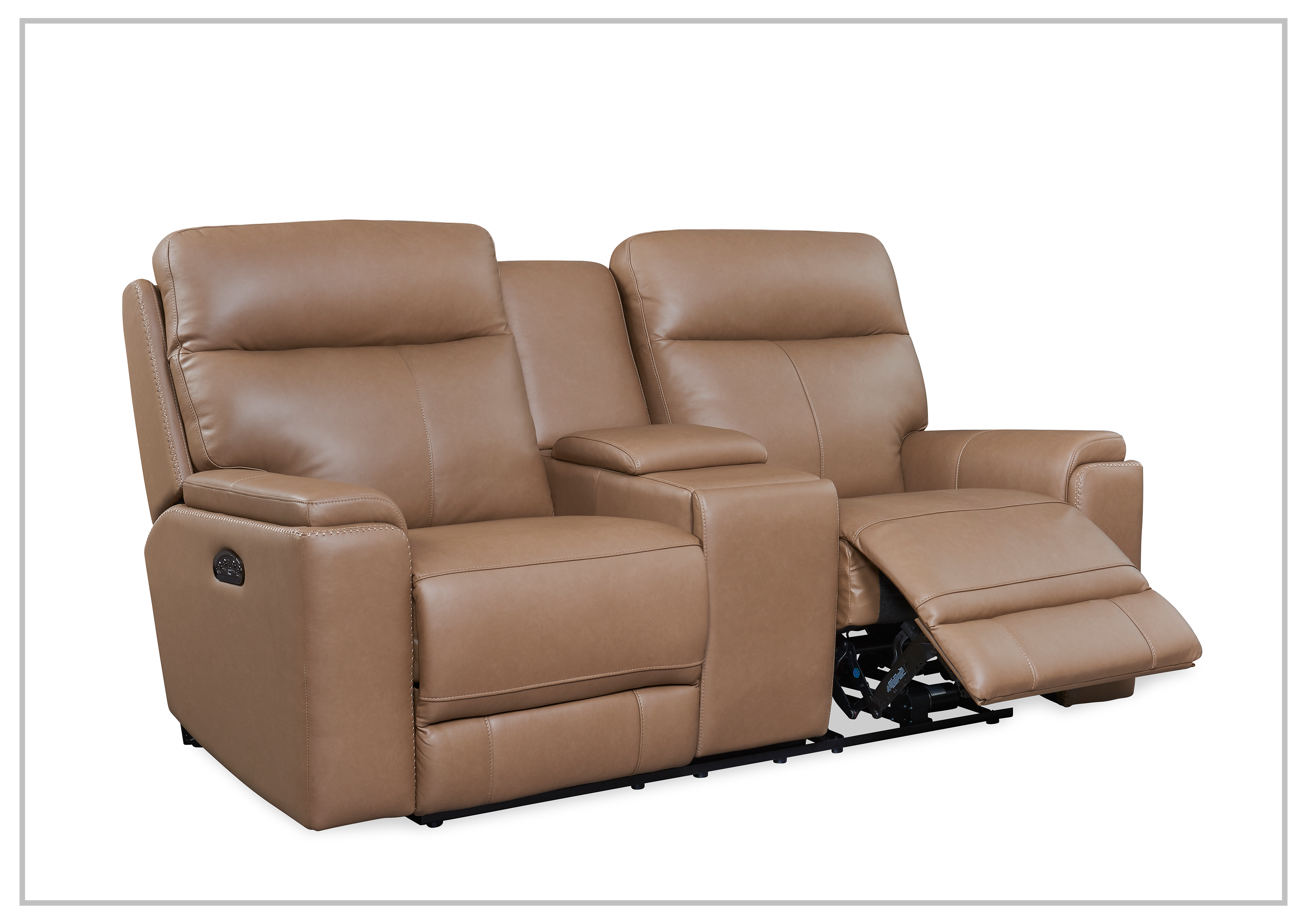 Gio Italia Bruna 2-Seater Genuine Leather Power Reclining Sofa with Console - Modern Living Room Furniture for Home Theater & Relaxation