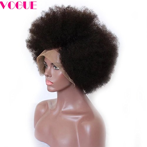 Short Afro Kinky Human Hair Full Lace Front Wig - Pluffy Bob Style 12