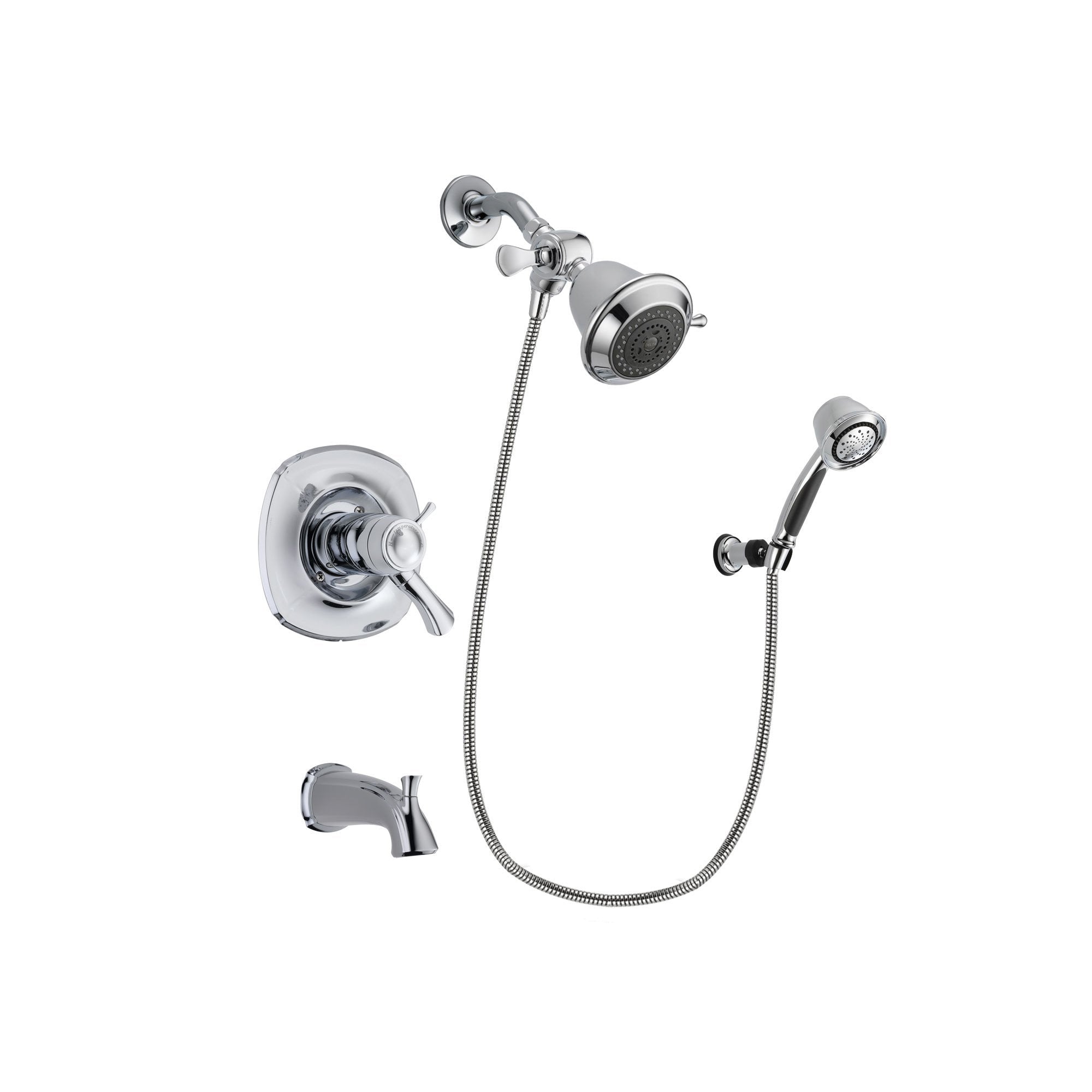 Delta Addison Chrome Finish Thermostatic Tub and Shower Faucet System with Adjustable 5-Spray Hand Shower, Wall Mount Shower Head, Rough-in Valve & Tub Spout DSP0295V - Perfect for Bathroom Renovation & Modern Home Upgrade