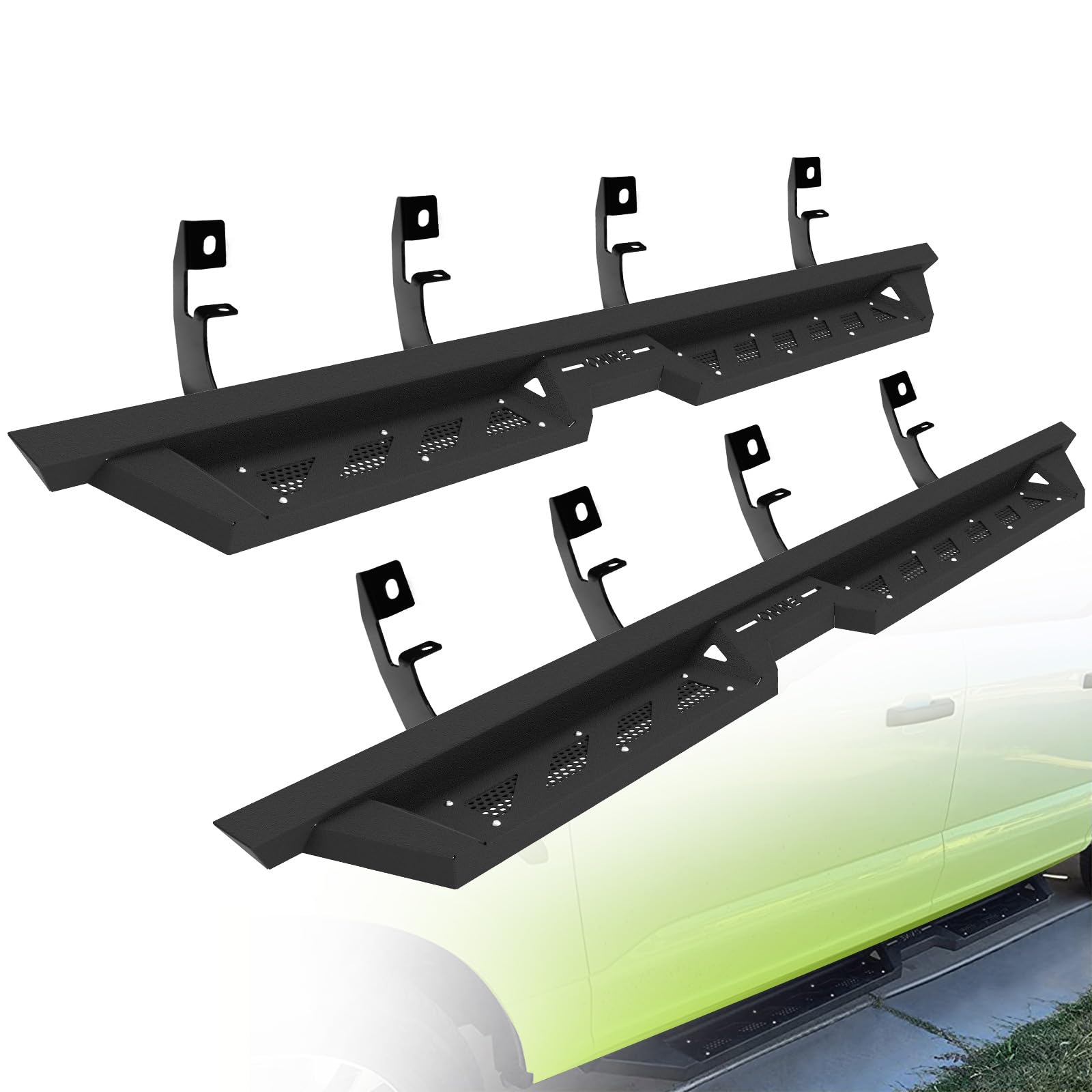 ONINE Thruster Drop Steps - Heavy Duty Steel Running Boards for 2019-2025 Chevy Silverado/GMC Sierra 1500 & 2020-2025 2500/3500 Crew Cab - Side Step Nerf Bars & Rock Sliders - Perfect for Off-Roading, Truck Access & Easy Entry/Exit