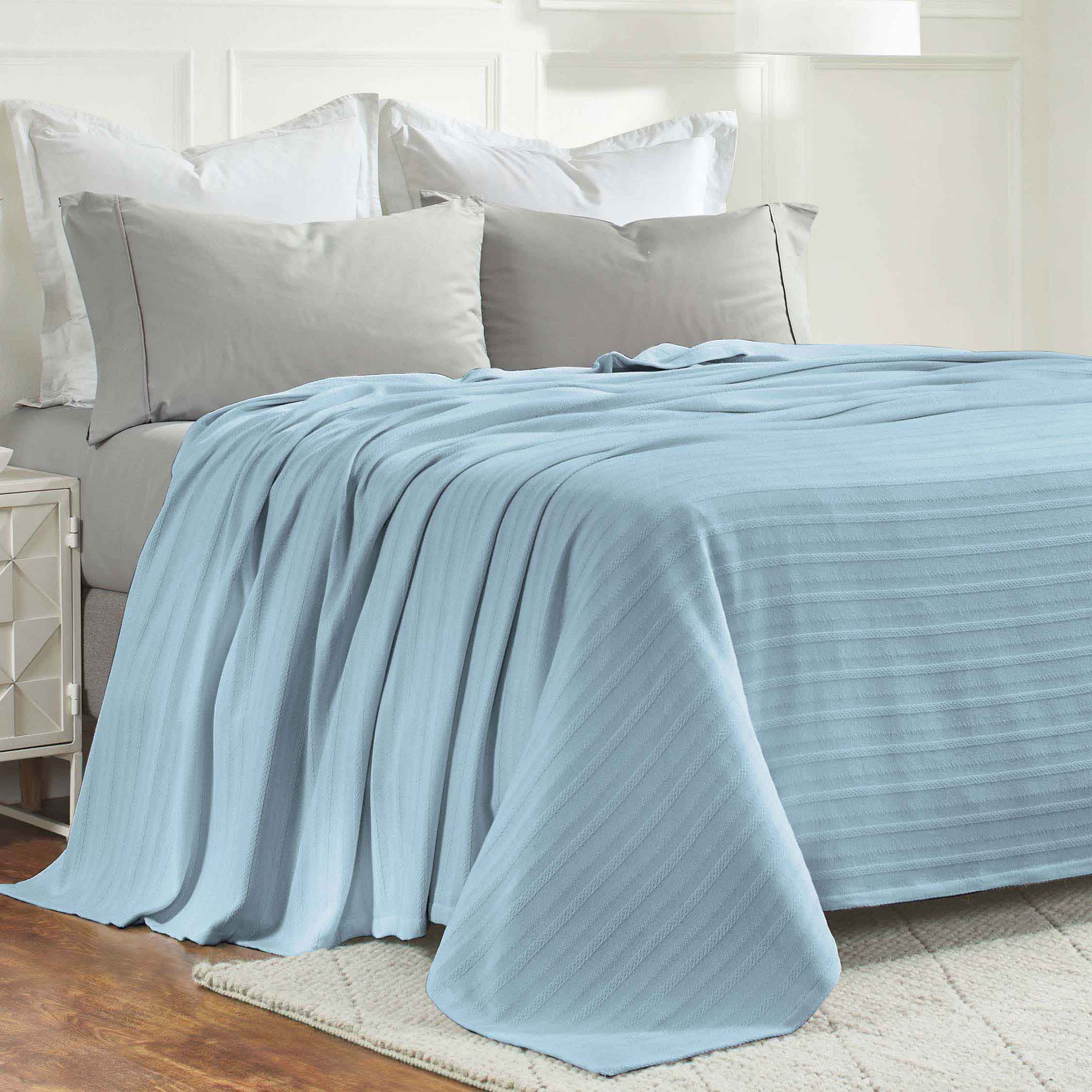 Soft Clara Cotton Textured Striped Lightweight Woven Blanket - Perfect for Sofa, Bed & Outdoor Picnics