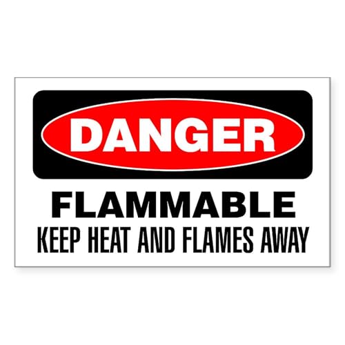 White - Danger Flammable Keep Heat And Flames Away Sticker