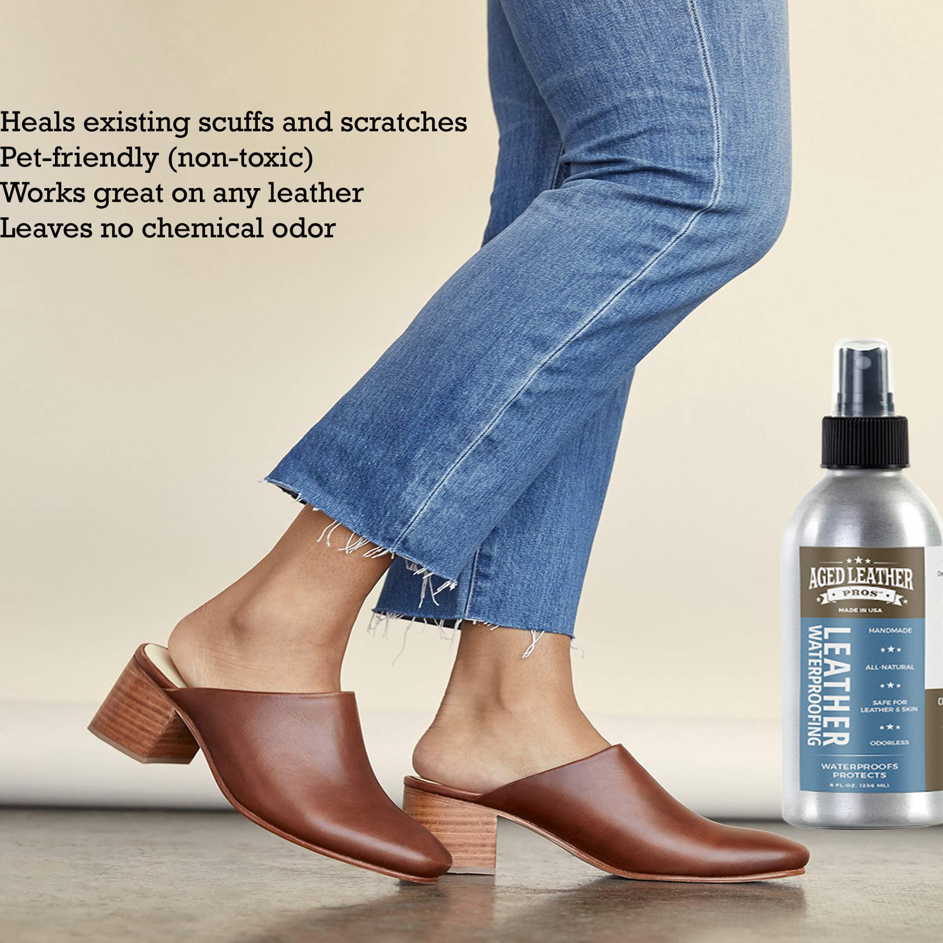 Premium Leather Waterproofing Spray (8 oz) - Protects Suede, Nubuck & All Leather Goods | Shoes, Bags, Jackets, Furniture & Car Interiors | Ideal for Rainy Weather & Outdoor Adventures
