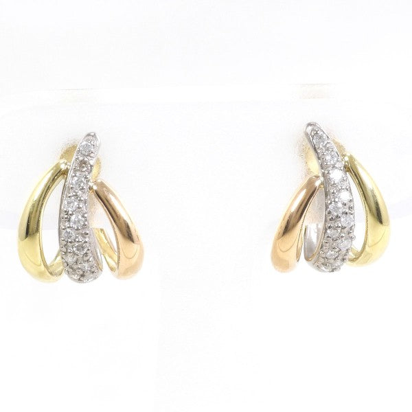 18K Yellow Gold & White Gold Diamond Earrings - Vintage Pre-Owned Jewelry for Women - Perfect for Weddings, Parties & Special Occasions