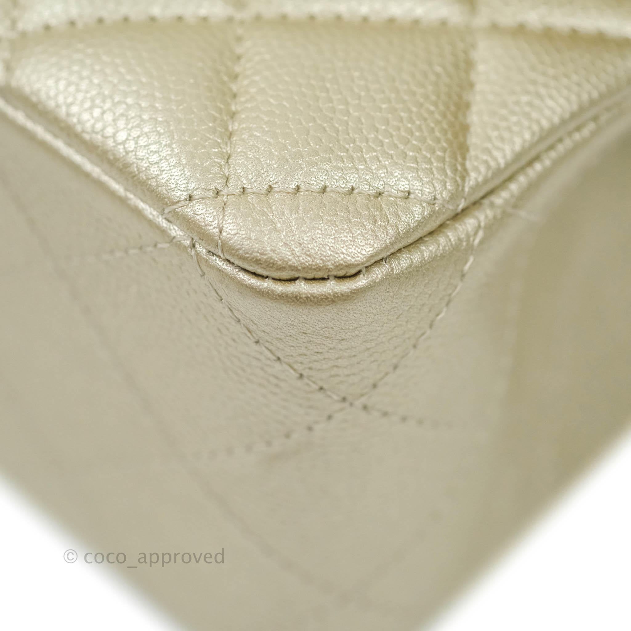 Chanel Classic Medium Double Flap Bag in Light Gold Caviar Leather with Gold Hardware | Luxury Designer Handbag for Women | Perfect for Work, Evening Events & Special Occasions