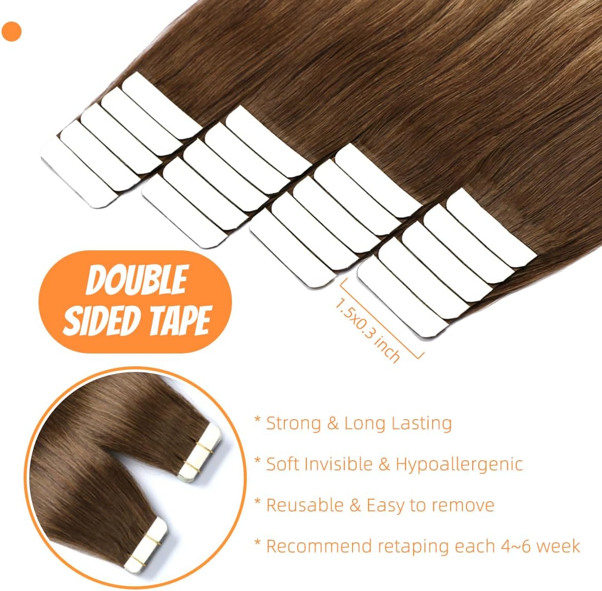 Seamless Skin Weft Tape for Human Hair Extensions - Invisible Hair Integration for Natural Look | Perfect for Daily Wear, Special Occasions & Styling