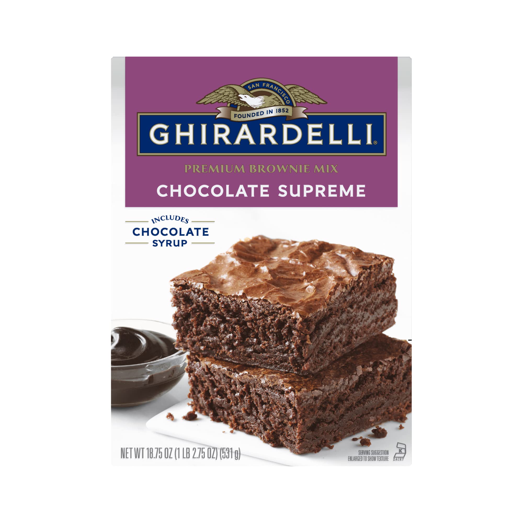Ghirardelli Chocolate Supreme Brownie Mix with Chocolate Syrup - 18.75 oz (Pack of 12) | Premium Baking Mix for Homemade Brownies, Desserts & Gifts | Perfect for Parties, Holidays & Family Treats