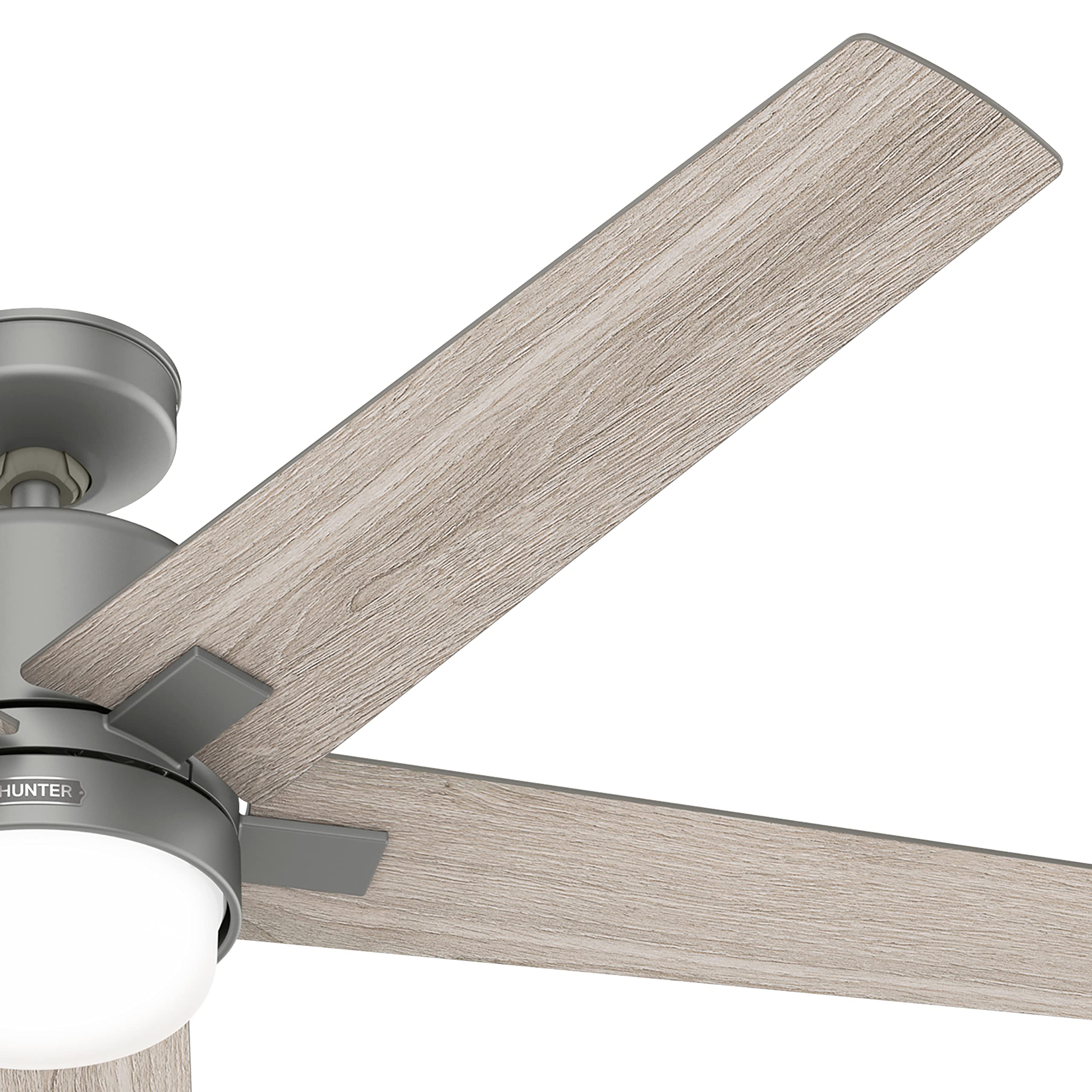 Hunter Fan 60 inch Matte Silver Indoor Ceiling Fan with LED Light and Remote Control - Energy Efficient Quiet Operation for Living Room, Bedroom, Kitchen, Farmhouse, Office | Modern Home Cooling Solution (Renewed)