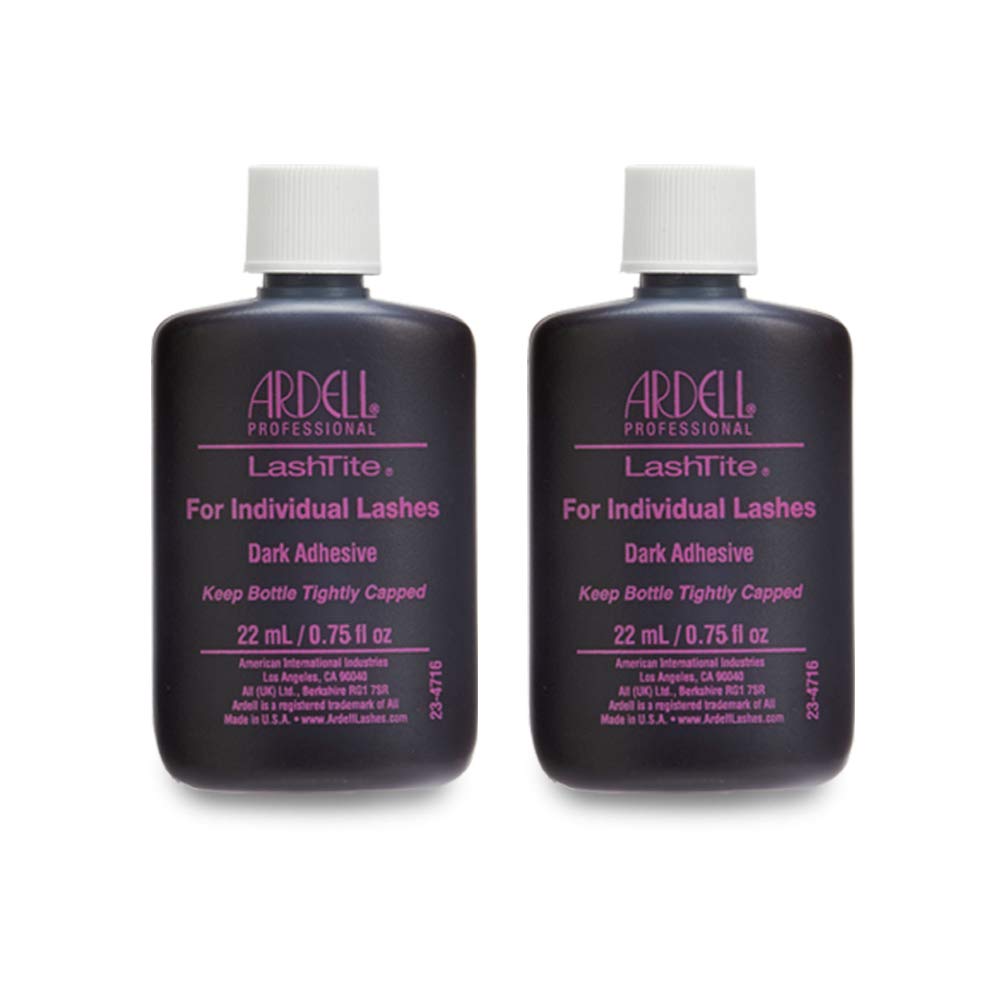 Ardell LashTite Dark Eyelash Glue for Individual Lashes - Waterproof, Long-Lasting Lash Adhesive (0.75 oz, 2 Pack) - Perfect for Daily Wear, Special Occasions & Professional Makeup Artists