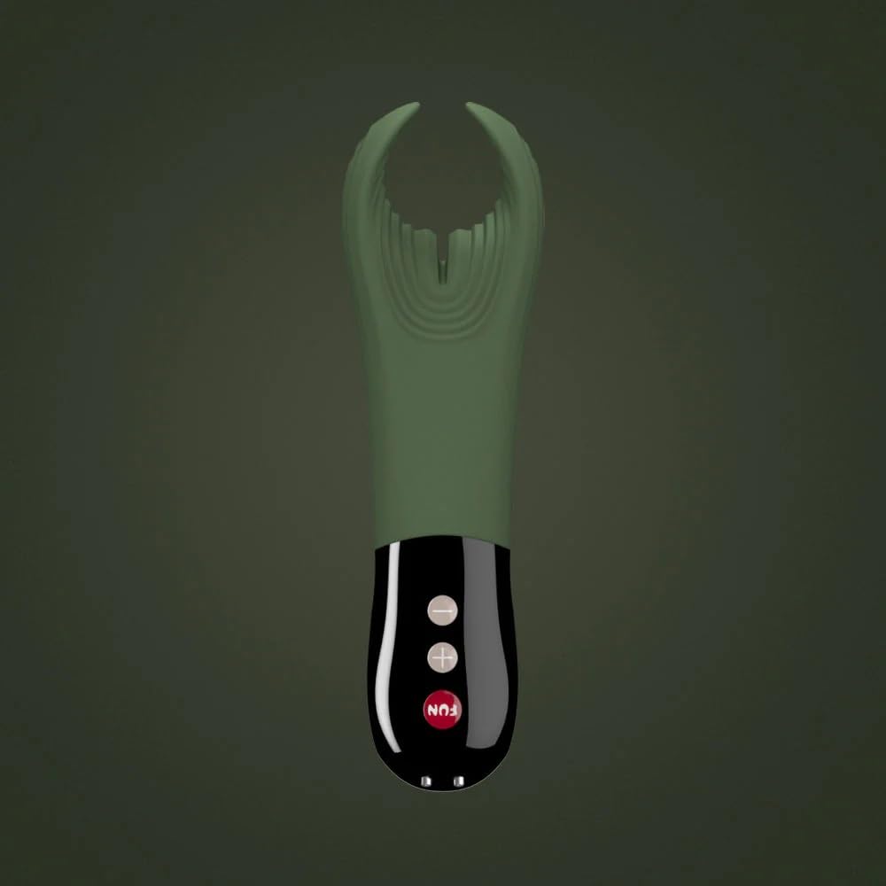 Fun Factory Manta Vibrating Male Stroker - Medical Grade Silicone Masturbator for Men | Waterproof & Body-Safe Design | Perfect for Solo Play & Couples' Intimacy (Moss Green)