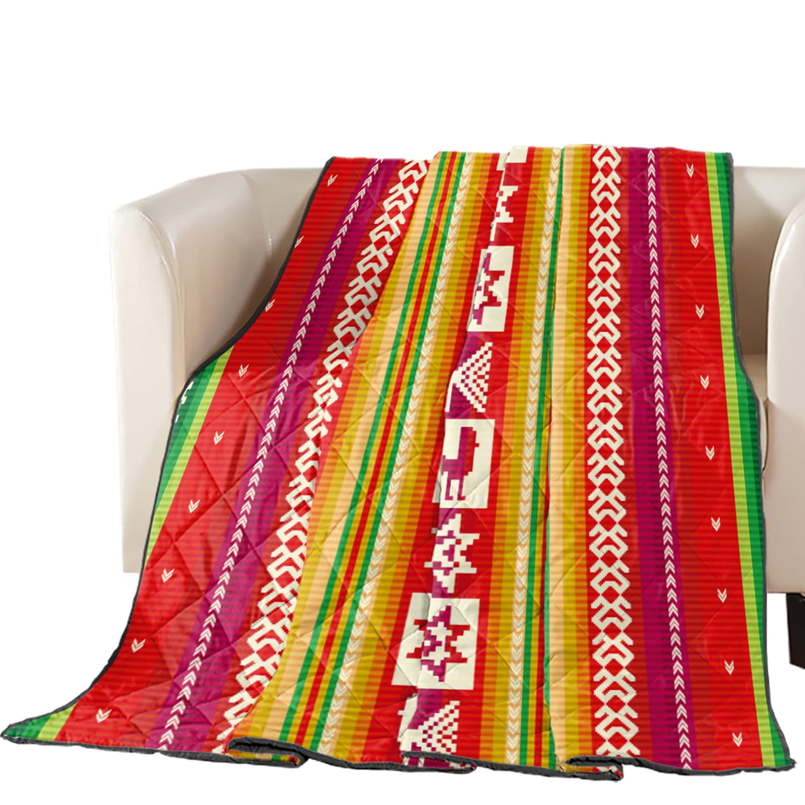 California King Down Alternative Comforter - Southwestern Native American Tribal Design Lightweight Cotton Duvet Insert, Reversible Floral Quilted Blanket for Bed, Sofa, Couch & Camping - Breathable All-Season Bedding