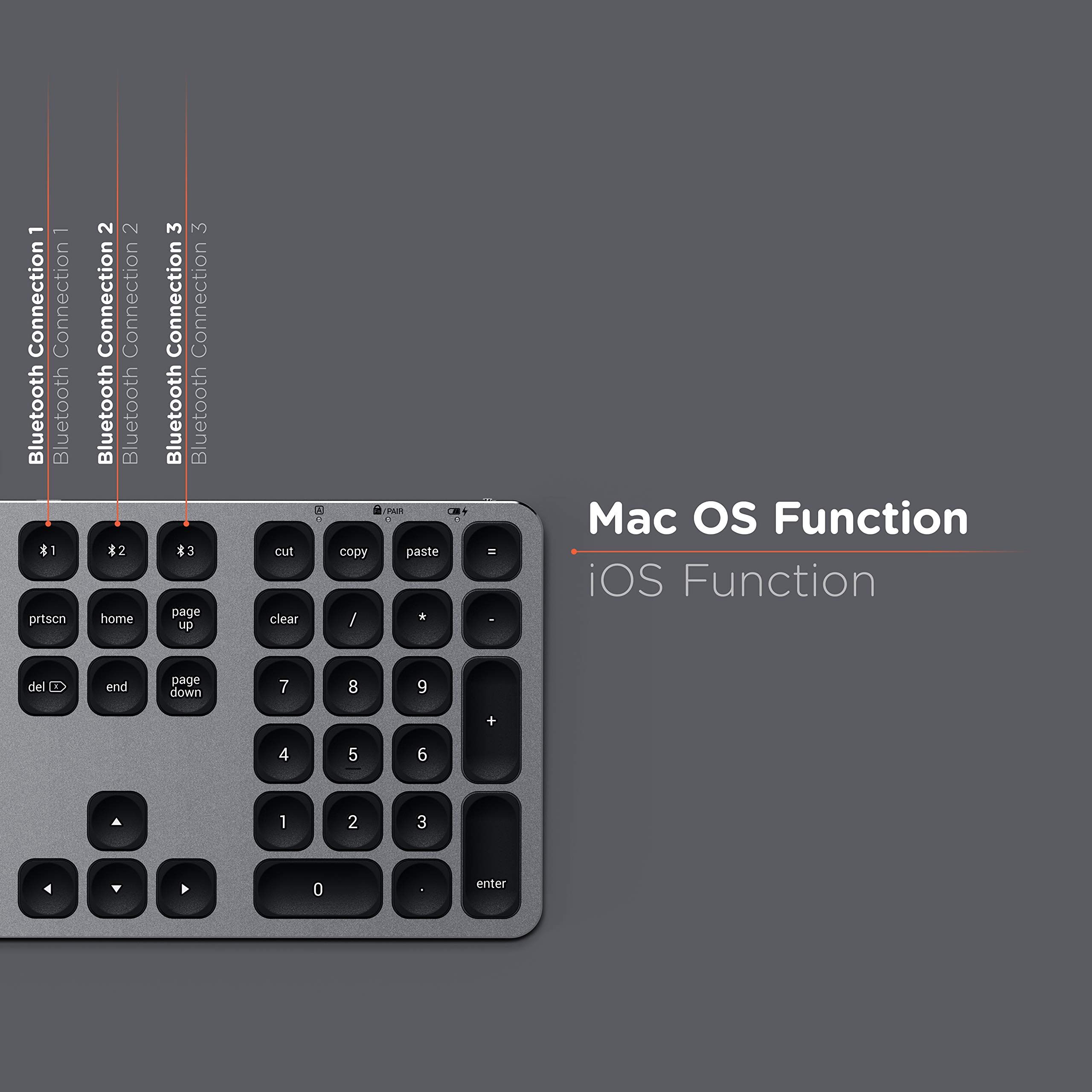 Satechi Aluminum Wireless Keyboard with Numeric Keypad - Compatible with MacBook Pro, Air, iPad Pro & iMac | Slim Bluetooth Keyboard for Home Office & Workspace