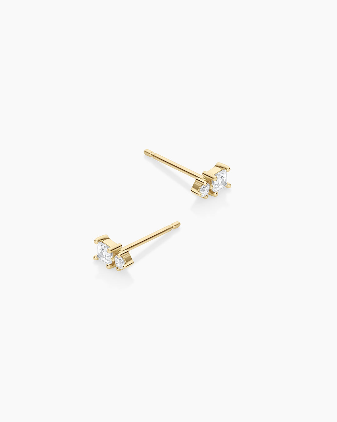 Diamond and White Sapphire Stud Earrings for Women - 14K Gold Plated Elegant Jewelry for Daily Wear & Special Occasions