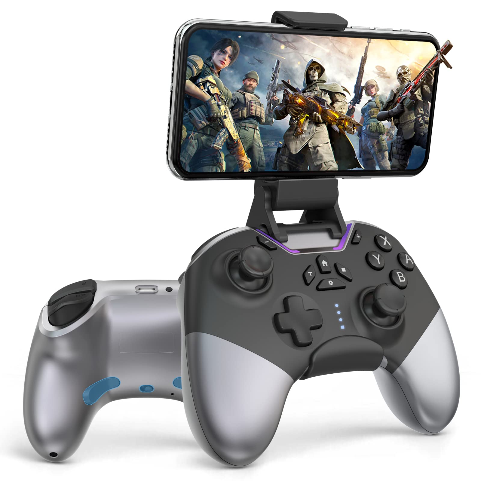 Pro Gaming Controller for Nintendo Switch/Lite/OLED - Wireless Bluetooth Controller with Phone Mount Clip, Programmable Buttons & Dual Vibration | Compatible with Switch/PC/iPhone/iPad/Android | Perfect for Mobile Gaming, TV Mode & Multiplayer Sessions