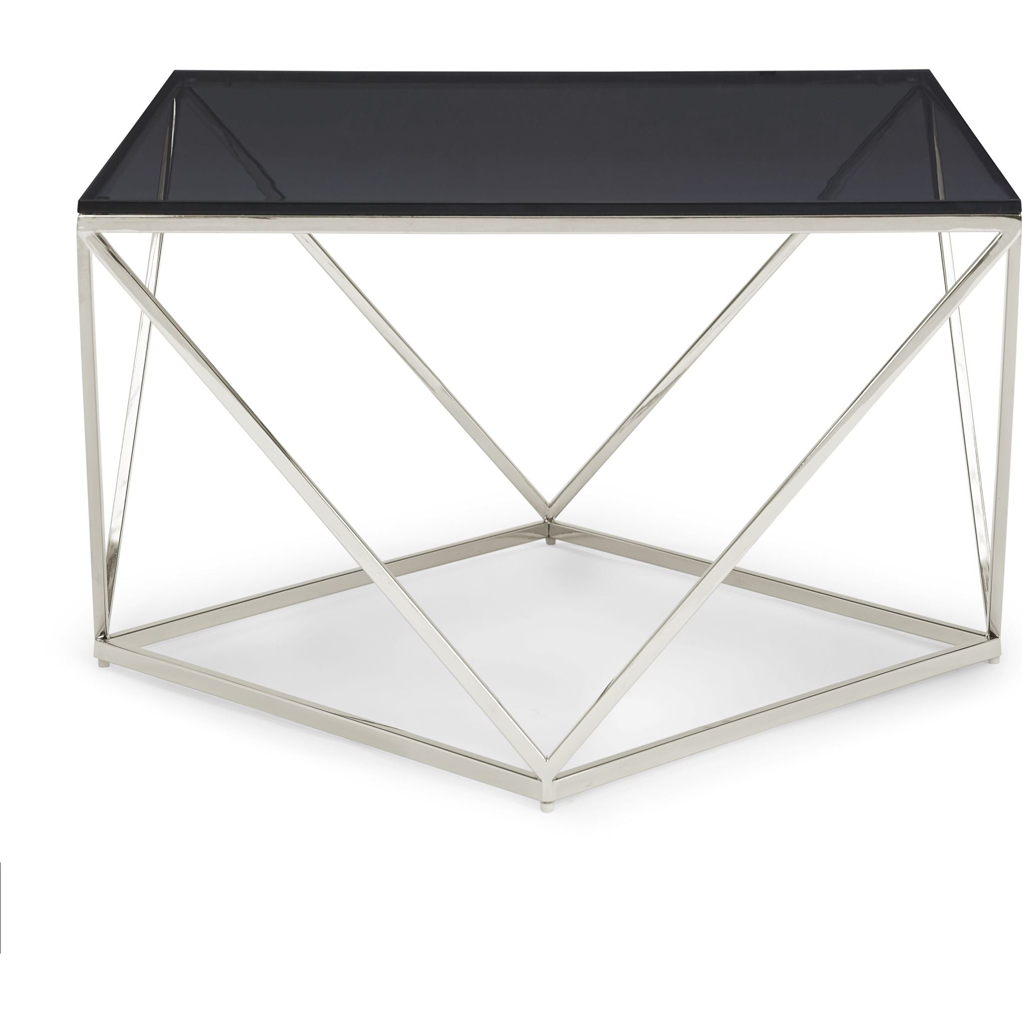 Modern Aria Coffee Table - Smoked Glass Top & Sturdy Metal Frame for Living Room, Lounge, or Office Decor