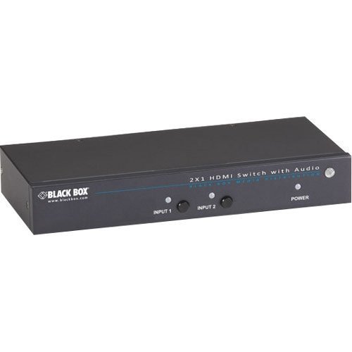Black Box AVSW-HDMI2X1A 2x1 HDMI Switch with 3.5mm Audio & Serial Control - Seamless Home Theater and Conference Room Setup