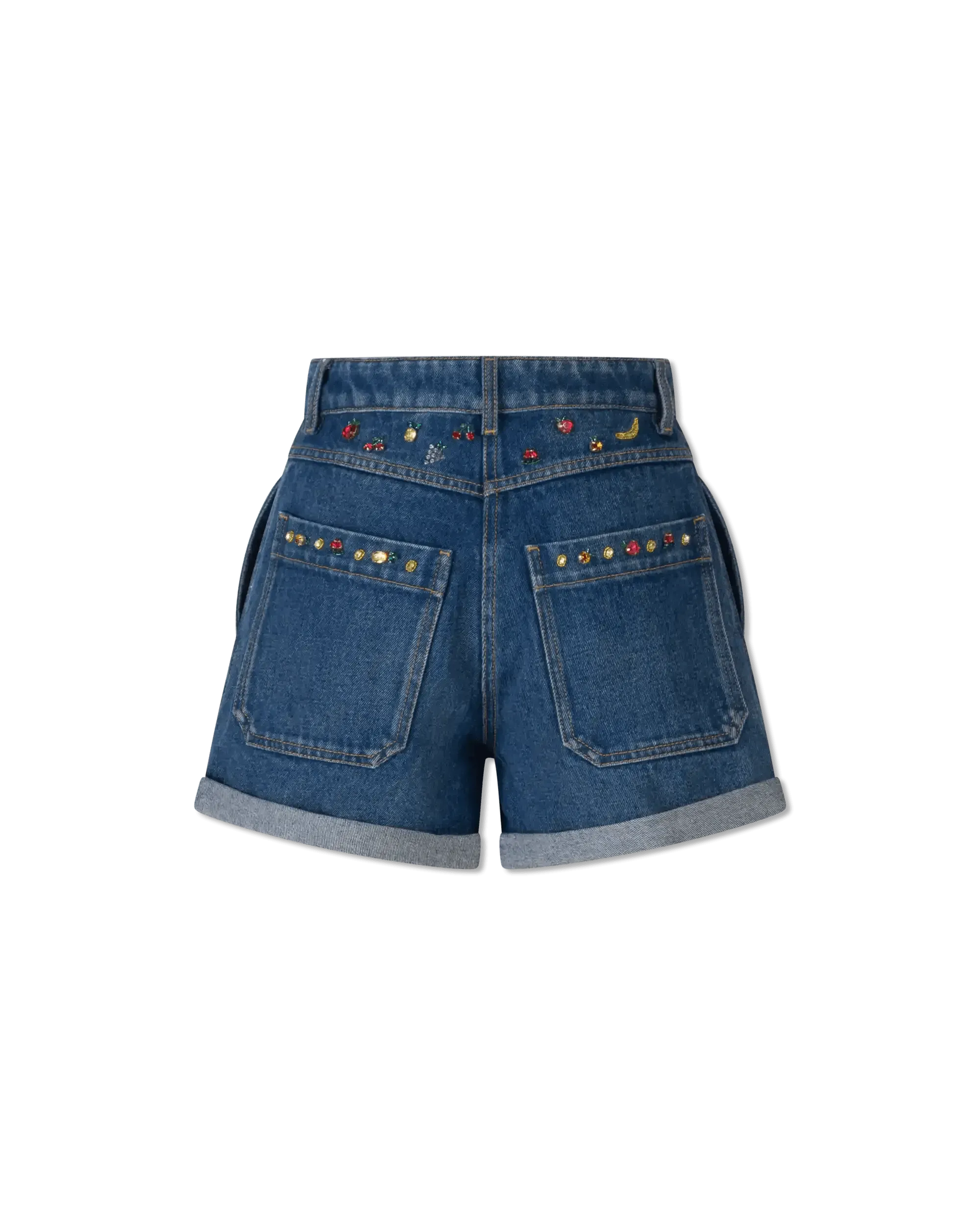 Stylish Fruit Embellished Denim Shorts for Women - Trendy Summer Fashion with Cute Fruit Prints - Perfect for Beach Outings, Music Festivals & Casual Streetwear
