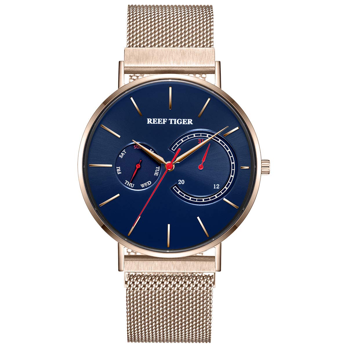 Reef Tiger Men's Multi-Functional Quartz Watch RGA1664 - Waterproof Casual Dress Watch for Business, Outdoor & Everyday Wear
