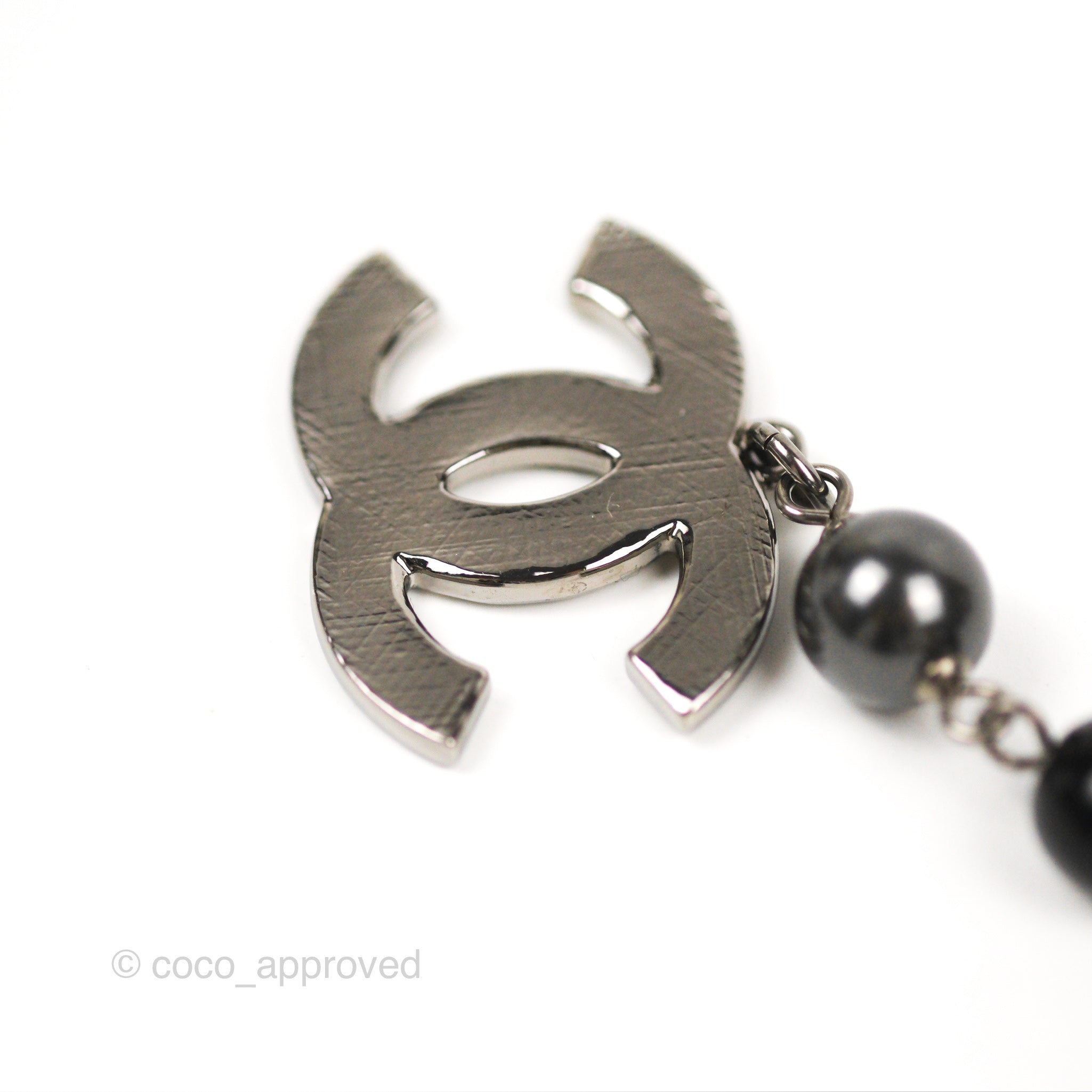 Chanel CC Bead Pendant Bracelet in Gun Metal Tone - 10V | Luxury Fashion Jewelry for Women, Perfect for Parties, Weddings & Special Occasions