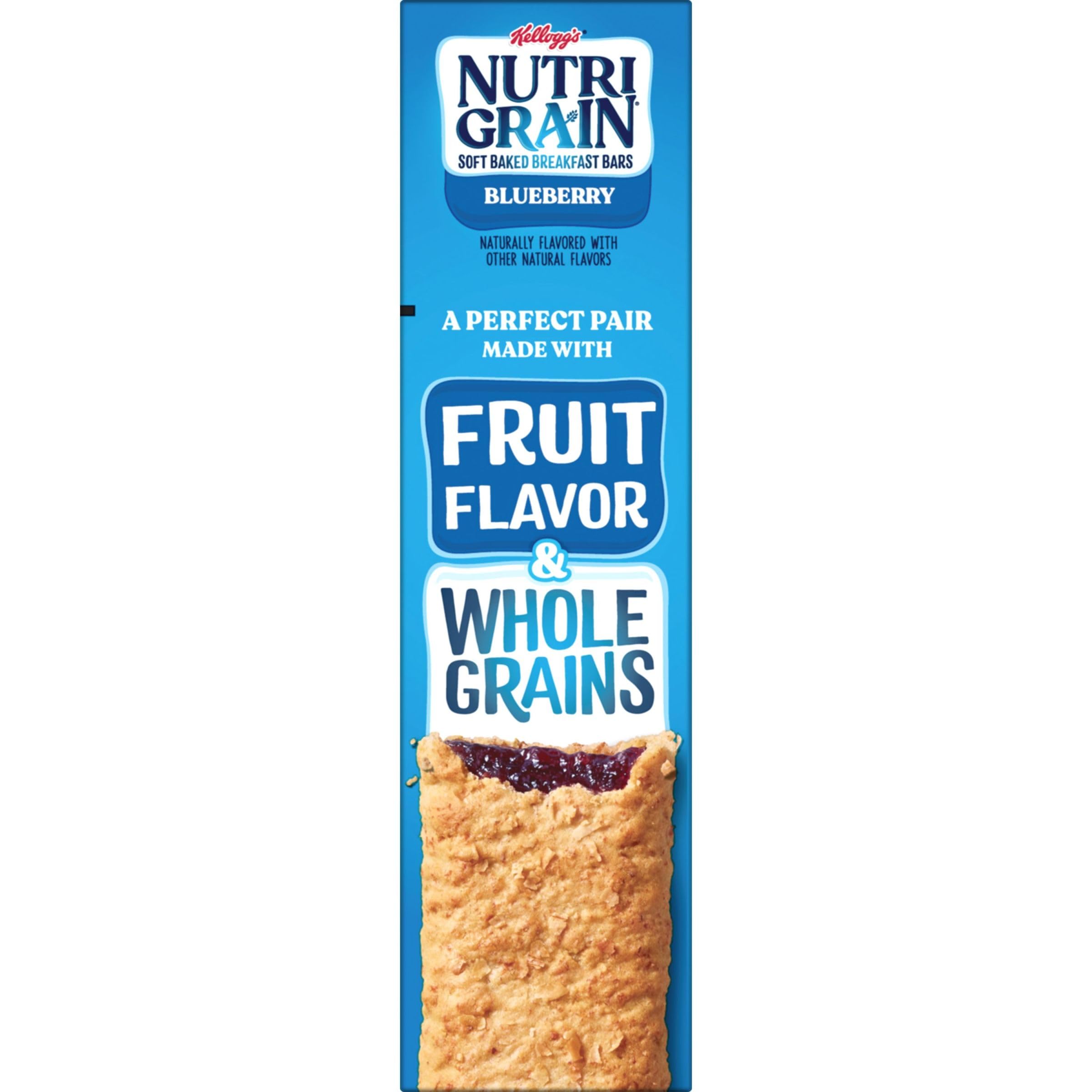 Nutri-Grain Soft Baked Breakfast Bars - Whole Grain Blueberry Snacks for Kids - 10.4oz Box (8 Bars) - Perfect for School Lunches & On-the-Go Snacking