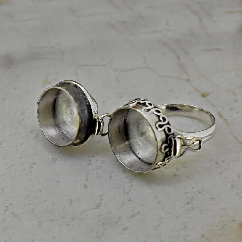 925 Sterling Silver Labradorite Poison Box Ring - Handmade Secret Message Locket Ring with Blue Gemstone, Small Pillbox Ring for Women | Perfect for Gifts, Special Occasions & Unique Jewelry Collections