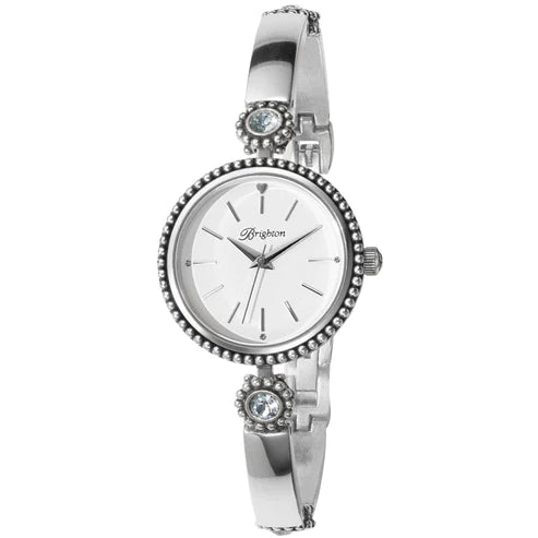 Brighton Crystal City Silver Tone Watch for Women - Elegant Dress Watch for Office, Party & Special Occasions