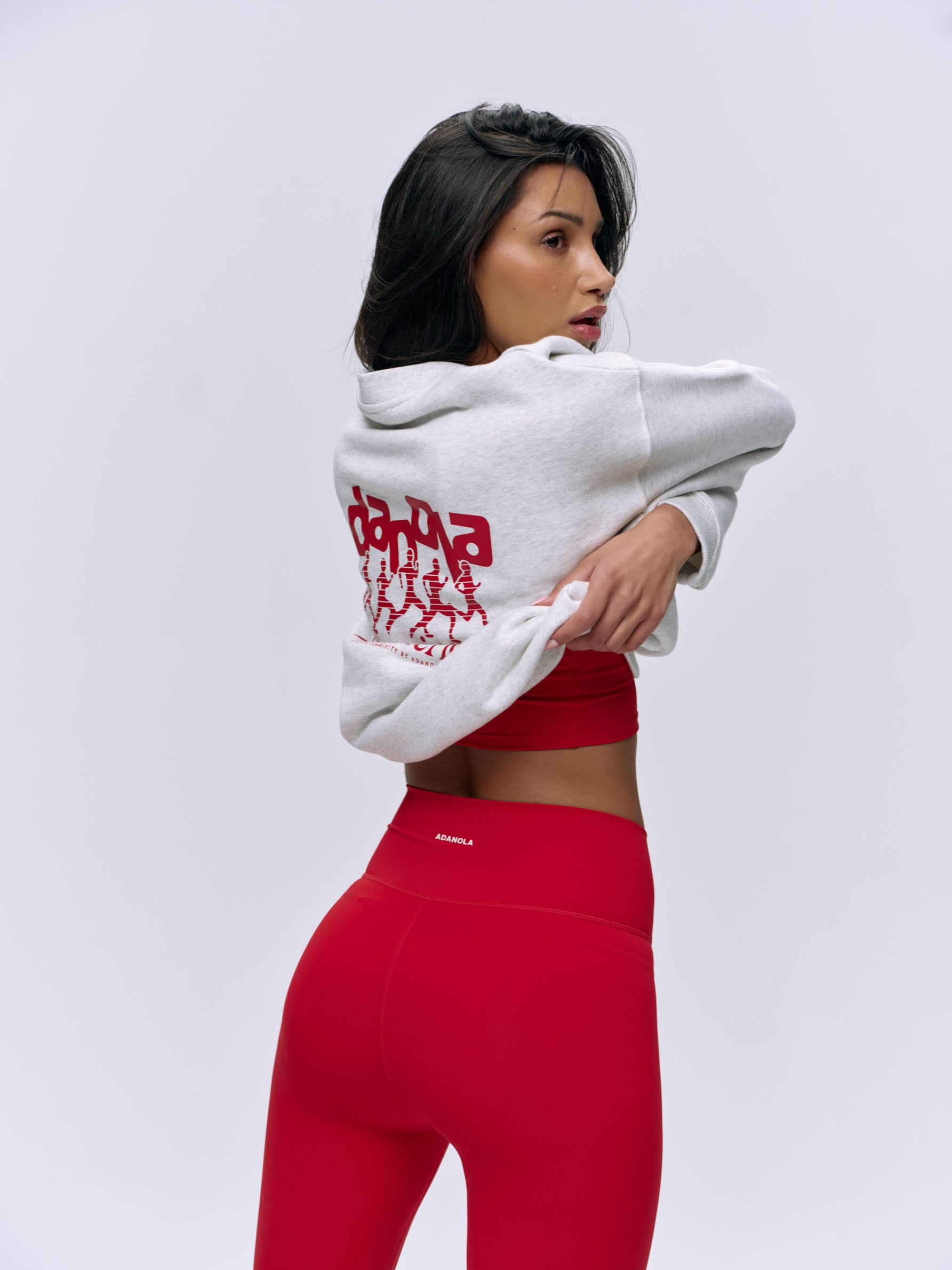 Oversized Runners Sweatshirt - Light Grey Melange & Classic Red | Comfortable Athletic Wear for Running, Gym, and Casual Outfits