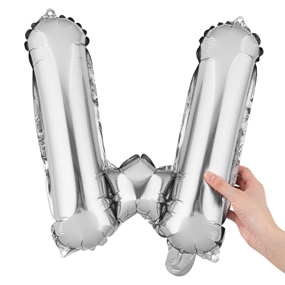 Balloonify Silver Mylar Letter W Balloon - 16 Inch Large Foil Alphabet Balloon for Birthday Parties, Baby Showers & Wedding Decorations (1 Count)