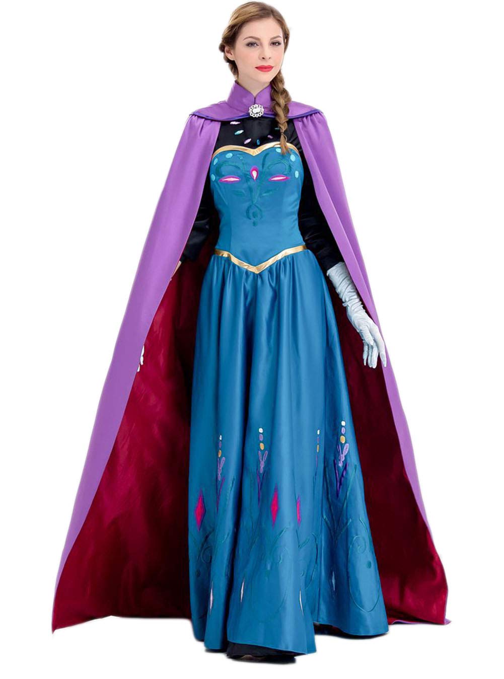 Mordarli Women's Anime Cosplay Costume - Princess Anna Fancy Dress with Cloak for Adults | Halloween, Cosplay Party, Comic Con, Themed Events