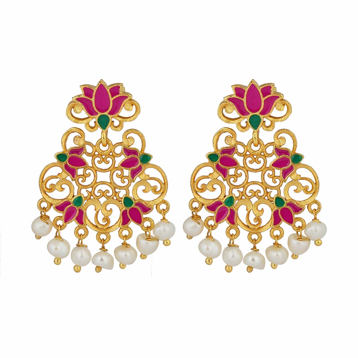 Pink Enamel Lotus Flower Stud Earrings for Women - Elegant Floral Jewelry for Everyday Wear, Date Night & Special Occasions