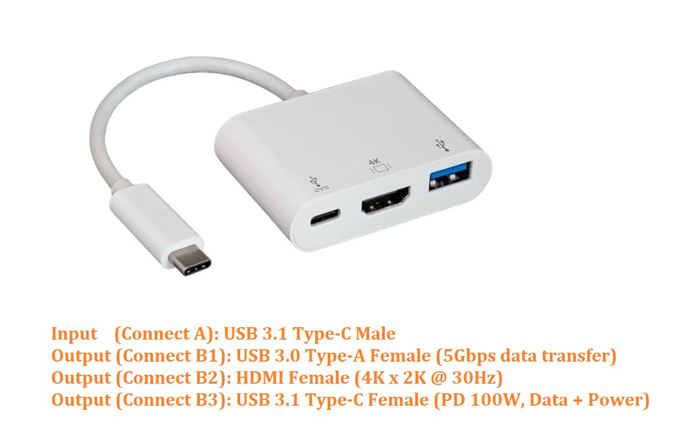 3-in-1 USB C Hub with 4K HDMI, USB 3.0 Port & 100W PD Charging - Compact Multi-Port Adapter for MacBook Pro/Air, iPad Pro, Dell XPS - Perfect for Home Office, Travel & Video Conferencing