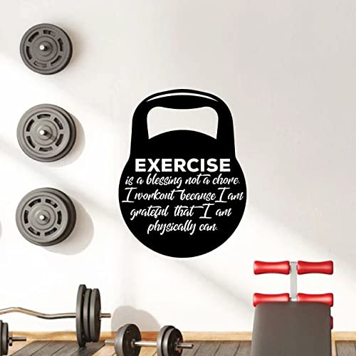 Inspirational Workout Wall Art - 'Exercise is A Blessing' Motivational Gym Quote Vinyl Decal for Home & Fitness Room (40x24 inch) - Perfect for Home Gym, Yoga Studio & Workout Area Decor