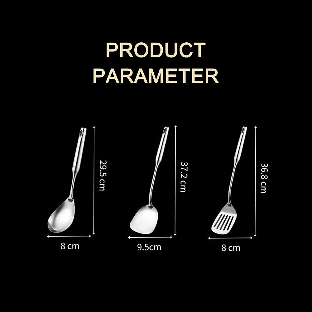 Premium 6-Piece Stainless Steel Kitchen Utensil Set - Non Stick, Heat Resistant Cooking Tools with Holder - BPA Free, Easy to Clean - Perfect for Sauteing, Frying, Baking & Everyday Cooking