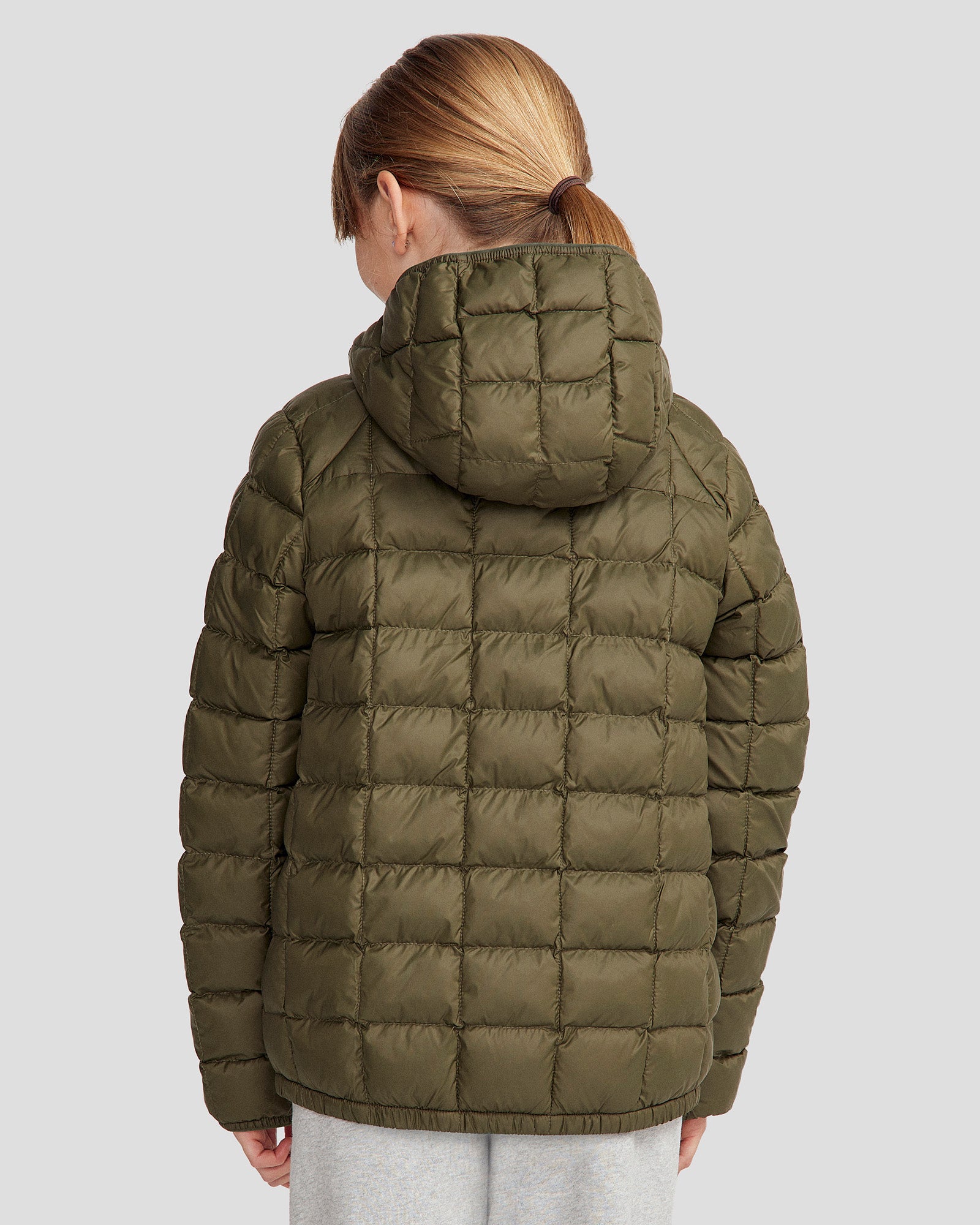 Youth Helmet Liner Insulated Hooded Jacket - Light Moss Green - Warm & Windproof Winter Coat for Skiing, Snowboarding & Outdoor Activities