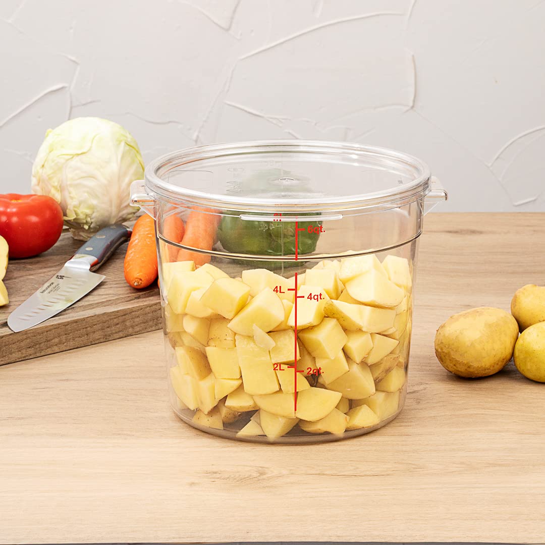 Met Lux Food Storage Container Lids - 10 Pack Round Clear Plastic Lids for Marinating & Meal Prep | Dishwasher Safe, Freezer Safe with Date Indicator | Replacement Lids for Restaurantware Containers (Containers Sold Separately) | Perfect for Kitchen Organization, Food Storage & Meal Planning
