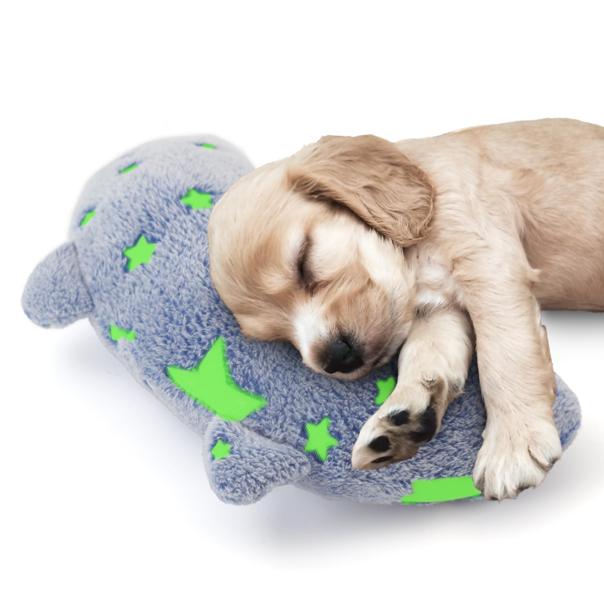 Glow in The Dark Dog Calming Pillow - Soft U-Shaped Pet Bed for Dogs & Cats, Machine Washable, Orthopedic Neck Support Pillow for Joint Pain Relief & Better Sleep (Medium, Blue) - Perfect for Anxious Pets, Crate Training & Nighttime Comfort