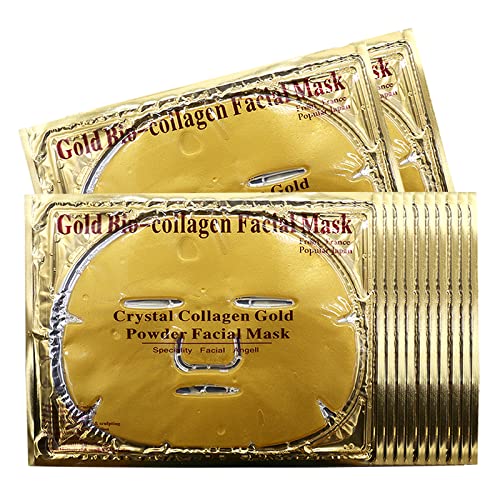 Adofect 12-Piece 24K Gold Gel Collagen Facial Mask Set - Anti-Aging, Wrinkle Reduction, Deep Hydration & Skin Rejuvenation - Perfect for Spa Nights & Self-Care Routines