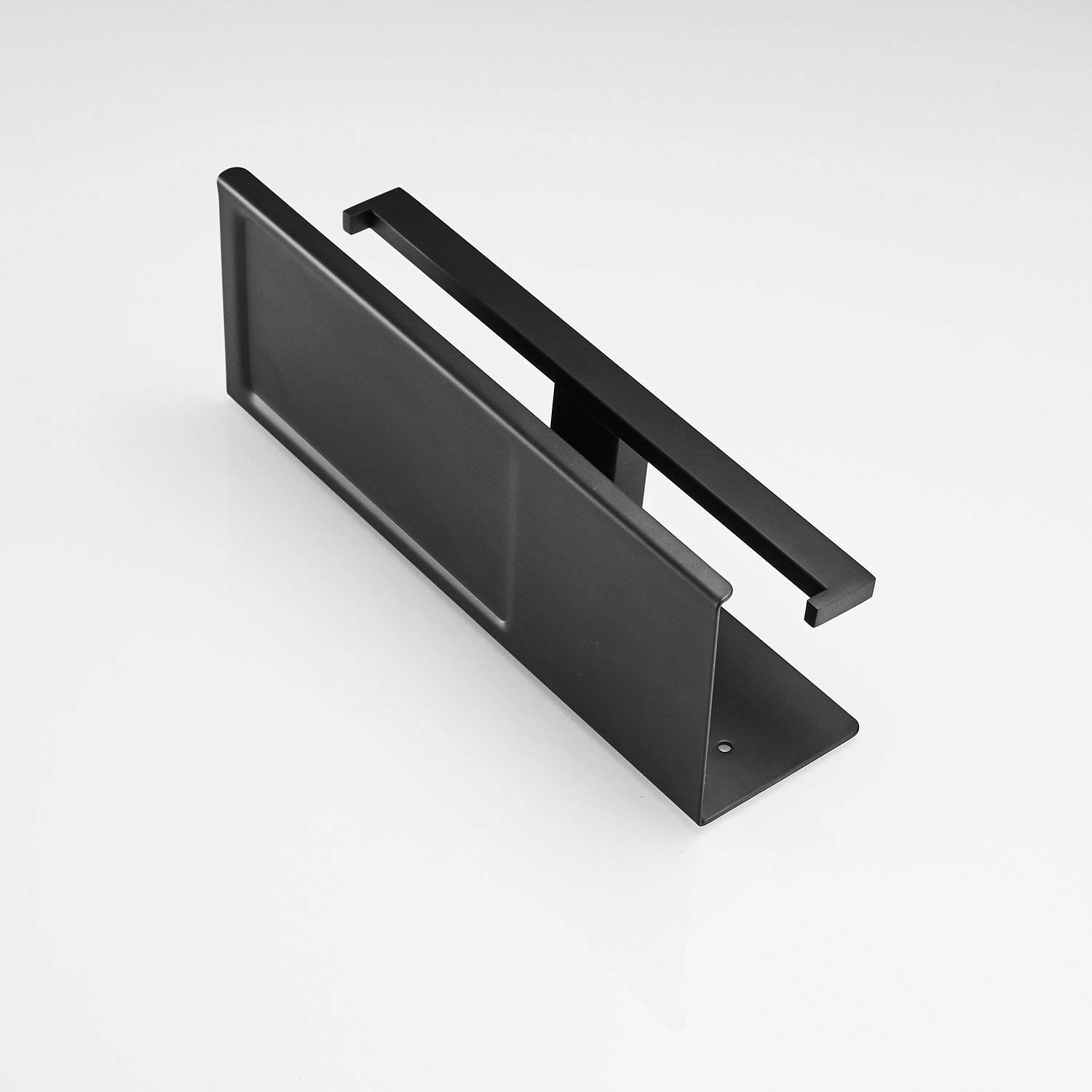 Wall Mounted Double Roll Toilet Paper Holder with Phone Shelf - Black Matte Finish | Bathroom Storage & Organization for Home & Office
