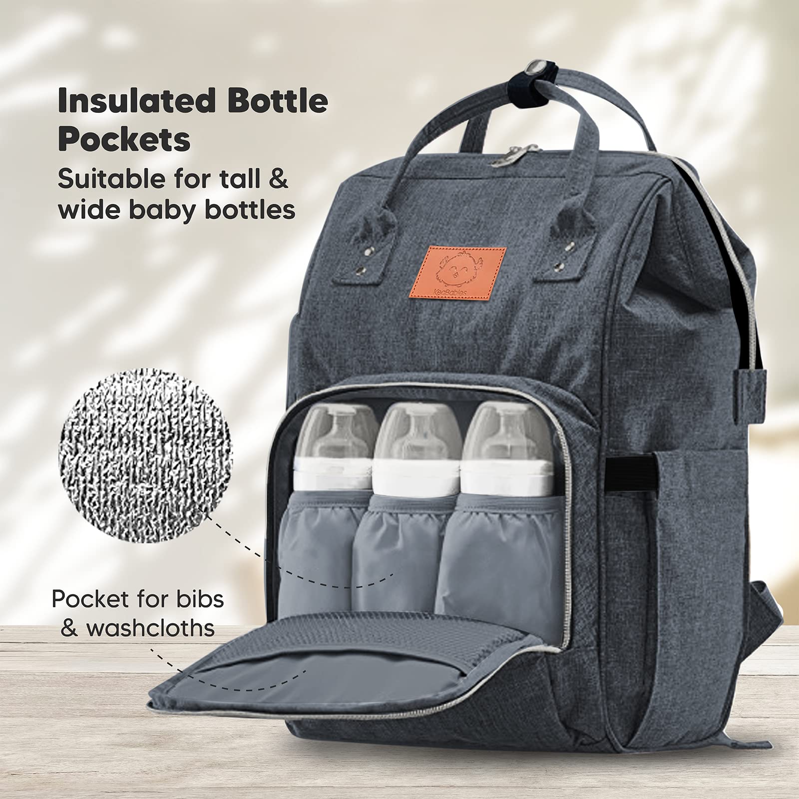 KeaBabies Waterproof Portable Diaper Changing Pad & Backpack - Foldable Baby Changing Mat for Travel, Multi-Function Diaper Bag with Storage Pockets - Perfect for On-the-Go Parents, Airplane Trips & Outdoor Adventures