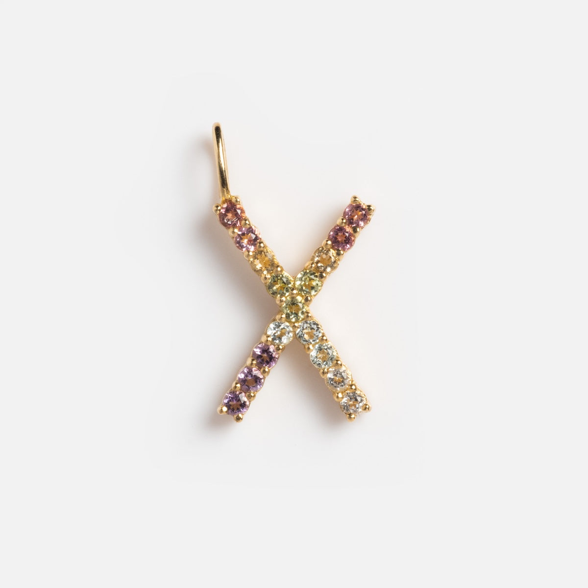 Solid Gold Pastel Gemstone Letter Charm - Elegant Initial Pendant for Necklaces & Bracelets - Perfect for Gifts, Birthdays, and Personalized Jewelry