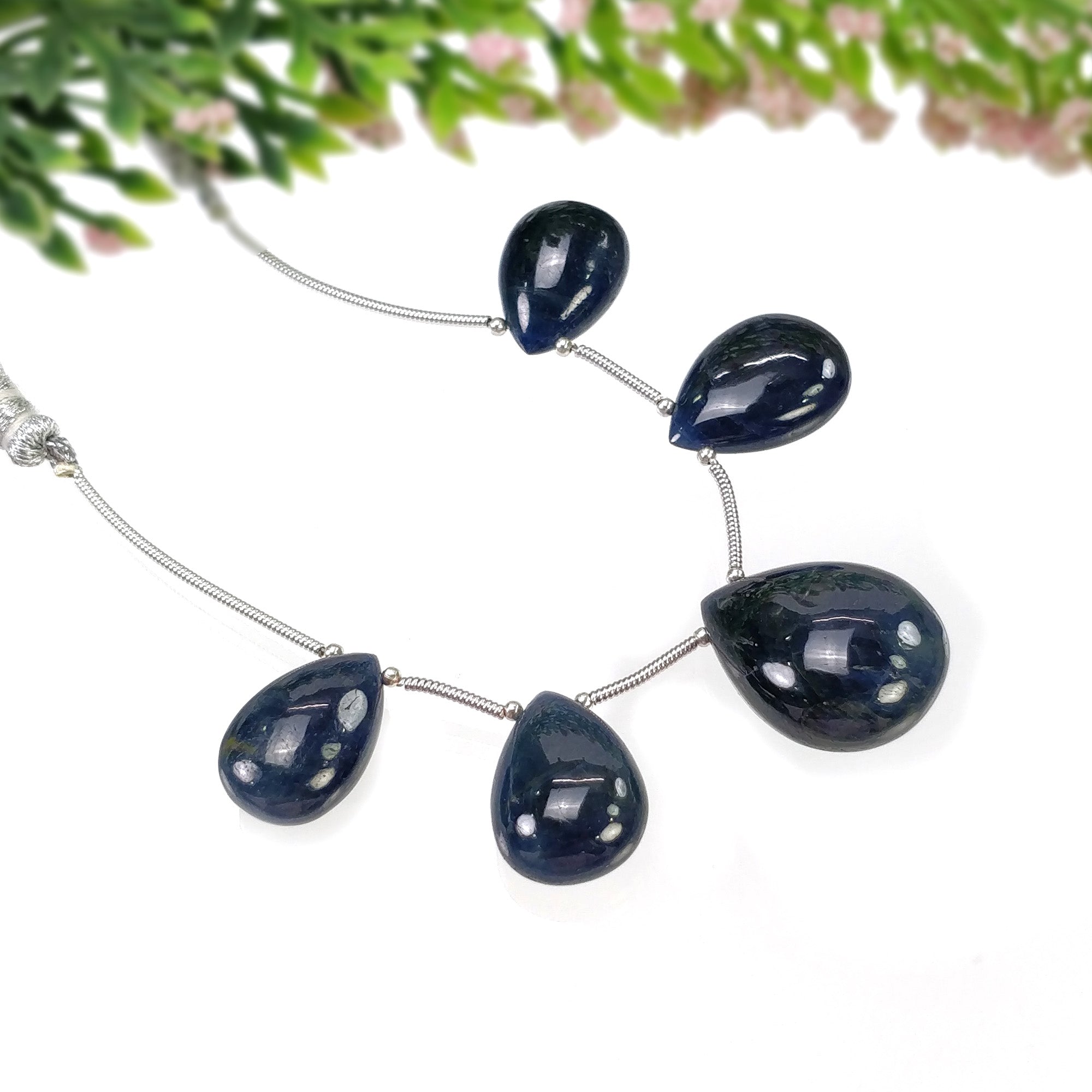 Natural Blue Sapphire Loose Beads - 108.90cts Untreated Sapphire Gemstone Beads (17x11.5mm & 22x17mm) for Jewelry Making, Meditation Malas & DIY Crafts