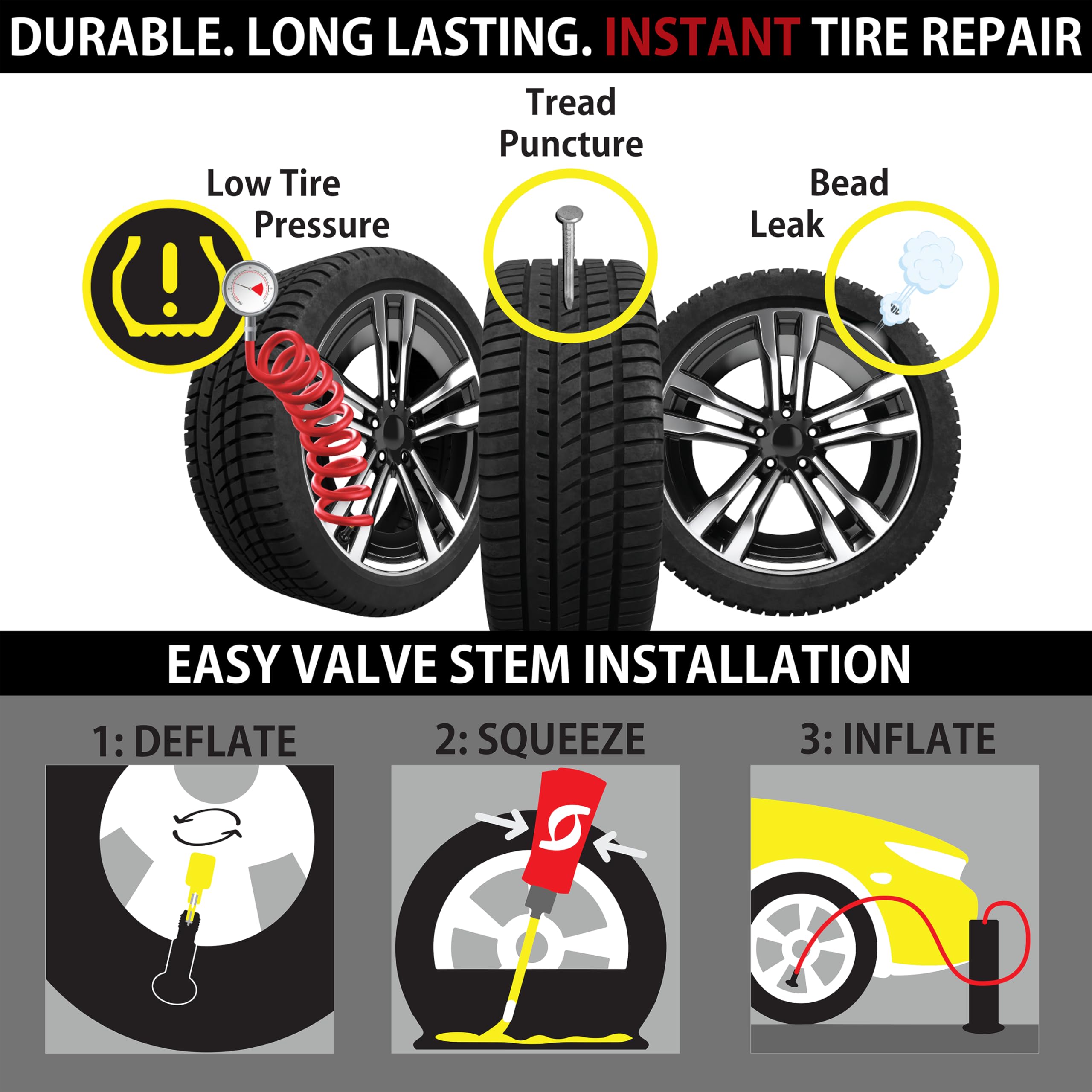 TireJect 2-in-1 Tire Sealant & Bead Sealer Kit for Truck/SUV - Fast Leak & Puncture Repair | Emergency Roadside Flat Tire Fix for Off-Road & Highway Driving
