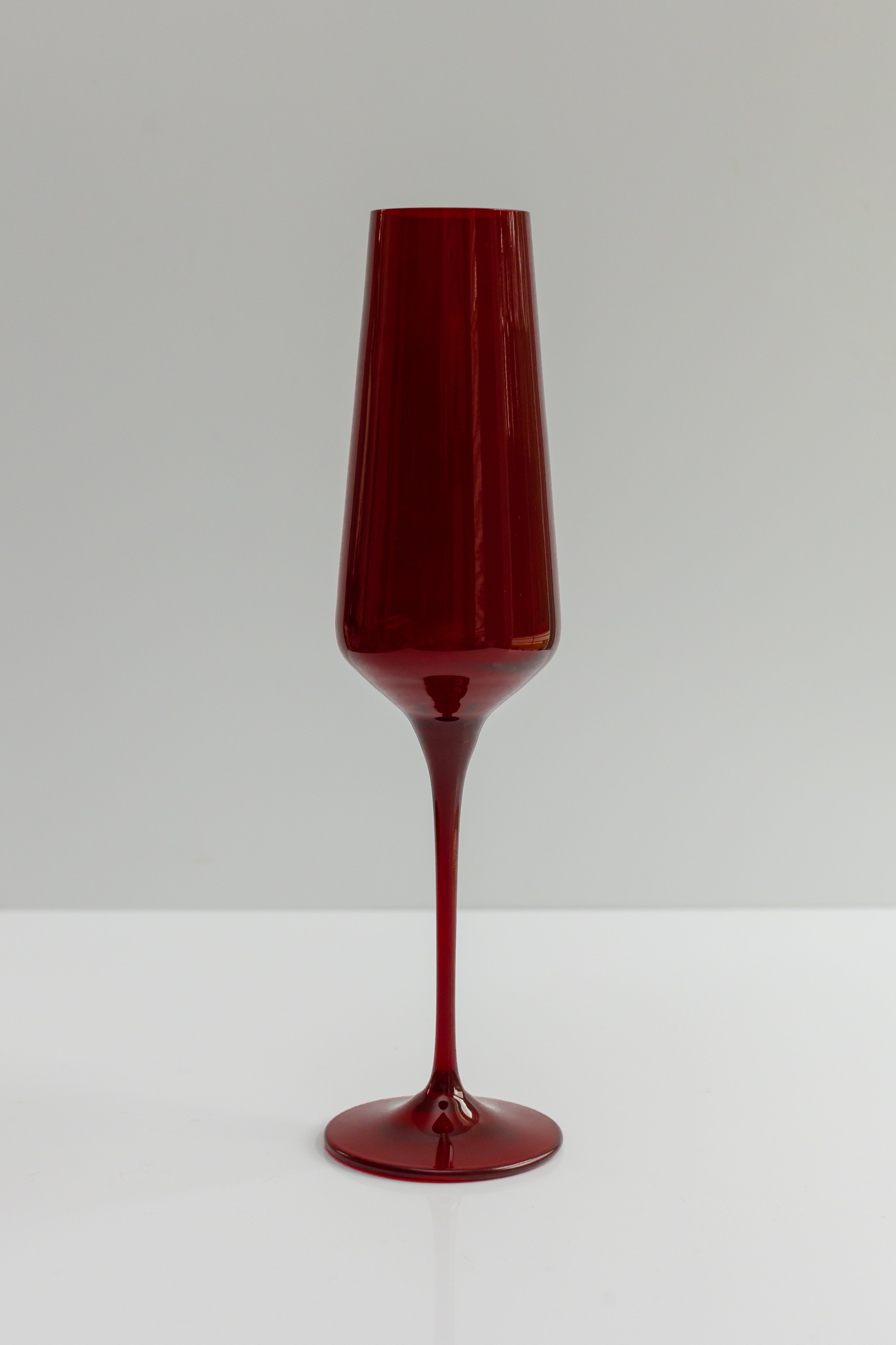 Estelle Colored Champagne Flute Set of 2 - Elegant Red Wine Glasses for Toasting, Celebrations & Romantic Dinners - Perfect for Weddings, Anniversaries & Special Occasions