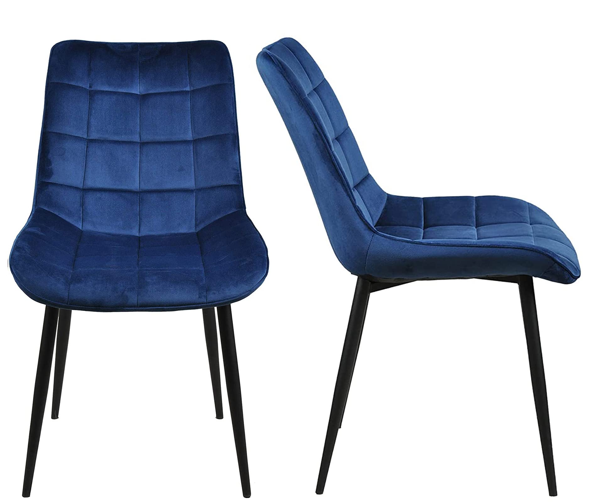 **Asunflower Navy Blue Velvet Dining Chairs Set of 2 - Modern Upholstered Side Chairs with Metal Legs for Kitchen, Dining Room, Office & Leisure Spaces**