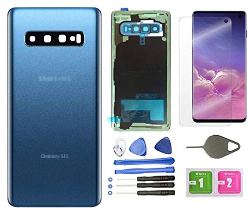 Original Samsung Galaxy S10 Back Cover Replacement - Prism Blue with Camera Lens, Frame & Adhesive Tape | Compatible with SM-G973F/DS Model | Includes Screen Protector & Repair Tools | Perfect for DIY Phone Repair & Protection
