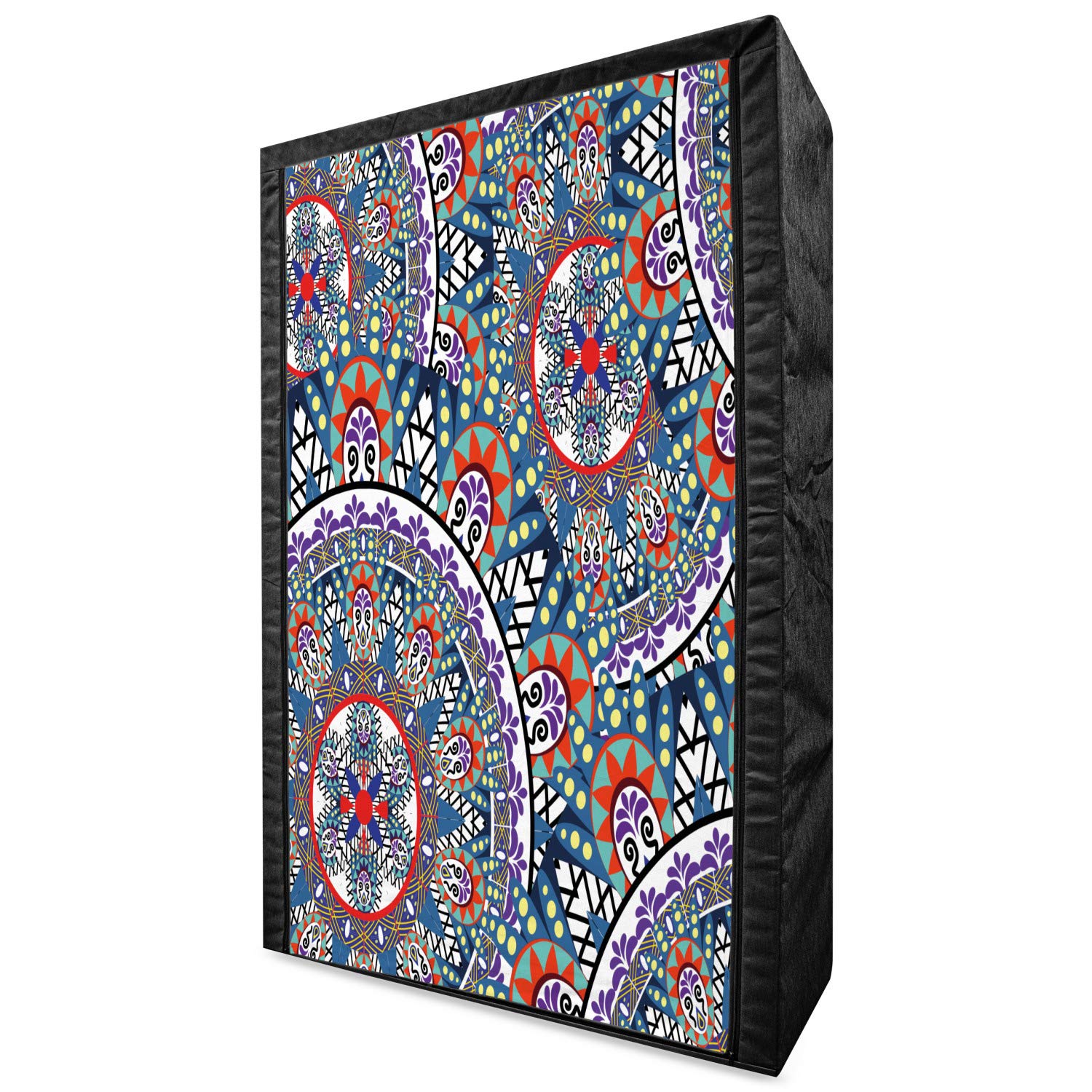 Ambesonne Vintage Portable Fabric Wardrobe - Abstract Floral Hand-Drawn Art Design, 42.5