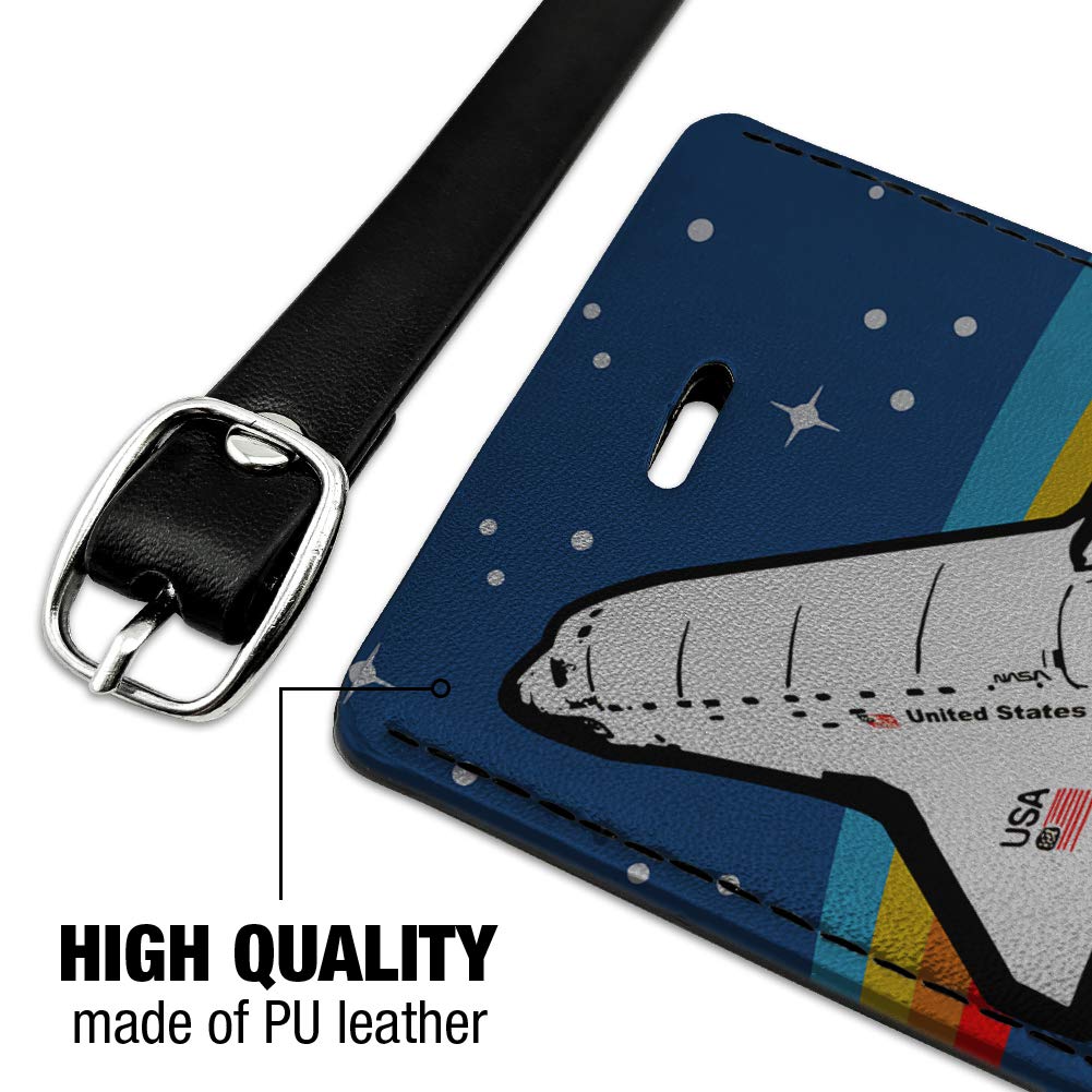 NASA Logo Space Shuttle Leather Luggage Tag - Rectangle ID Card Holder for Travel, Business & Everyday Use