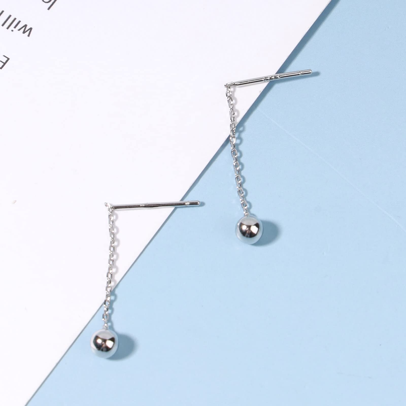 Boho Silver Threader Drop Earrings for Women - Long Chain Dangle Pull-Through Jewelry - Perfect for Casual Wear, Parties & Boho Fashion